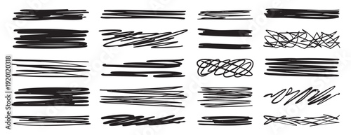 Hand drawn underline set. Doodle text marker strokes. Abstract line dividers for typography design