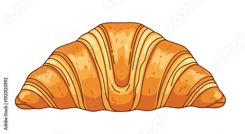 Delicious golden-baked croissant illustration, a perfect representation of a traditional French pastry, inviting viewers to savor its delightful