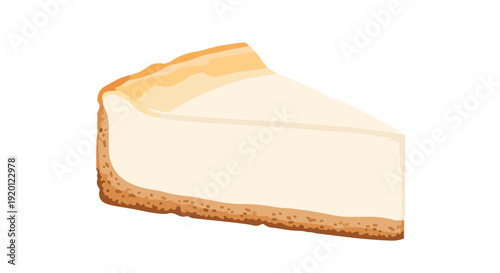A perfectly rendered illustration of a delicious creamy cheesecake slice, highlighting its smooth, rich filling and golden-brown crunchy biscuit