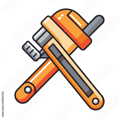 Orange Pipe Wrench Tool Illustration