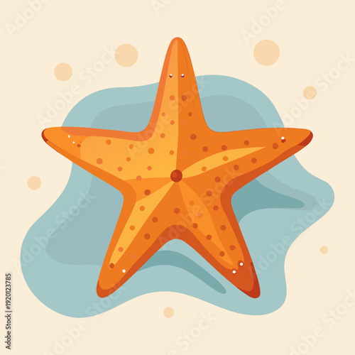 Orange Starfish illustration on sandy beach background