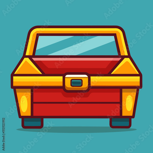 Retro red and yellow car trunk illustration