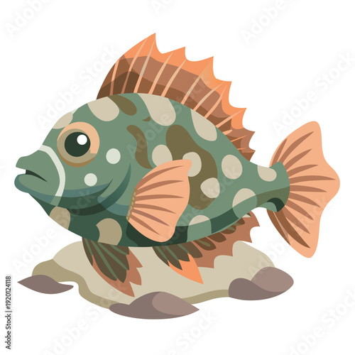 Stonefish Vector Illustration Isolated on White Background