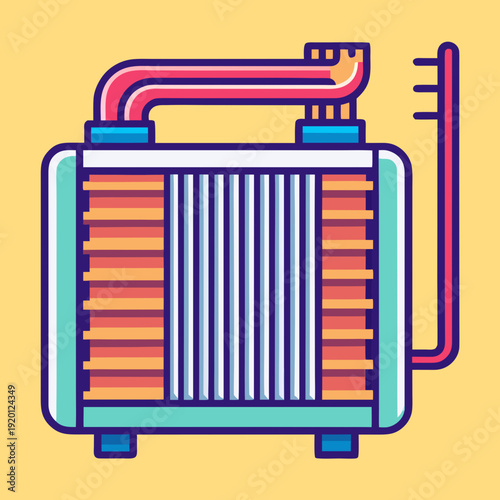 Stylized illustration of an automotive heater core