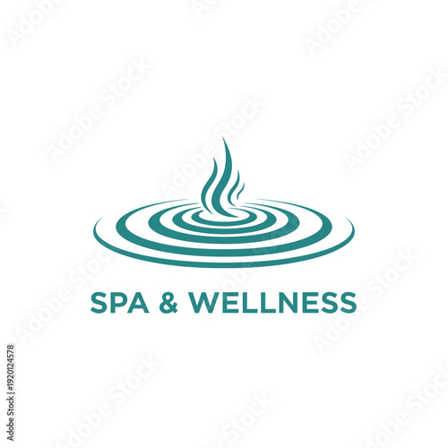 Serene Spa Scene with Ripples and Wellness Logo Illustration