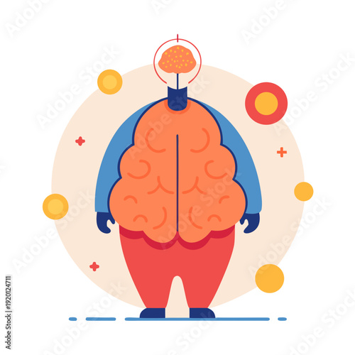 Vector illustration of obesity impacting the brain