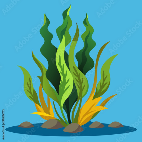 Vibrant kelp forest growing underwater