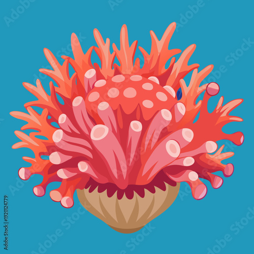 Vibrant Red Coral Polyp Underwater Scene