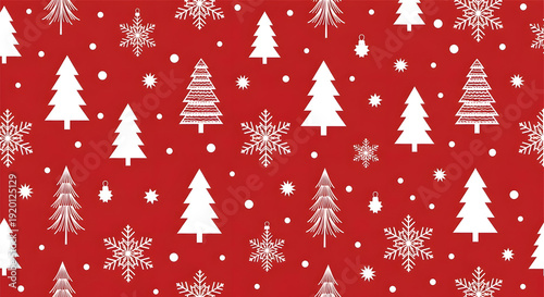  red Christmas background featuring an elegant repeating pattern of stylized Christmas  