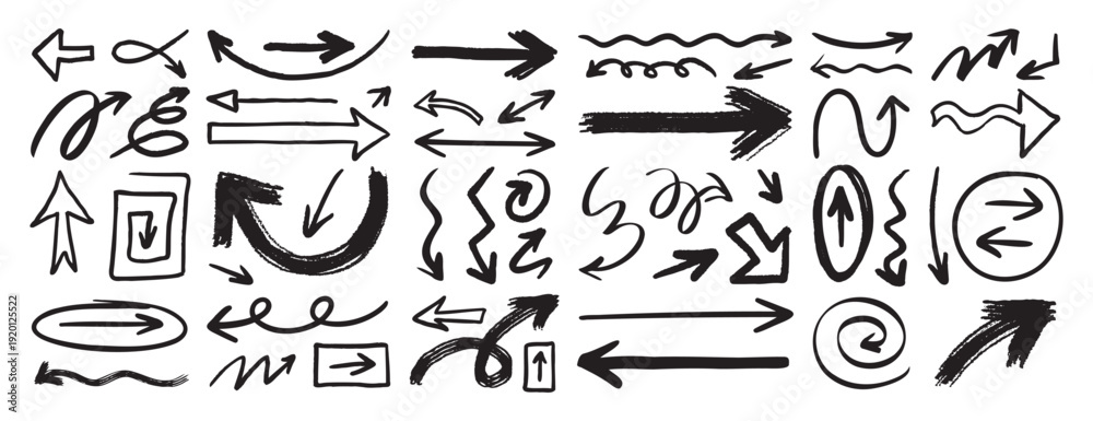 custom made wallpaper toronto digitalhand drawn arrows set grunge rough, brush stroke curly arrow collection