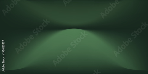 Dark green studio room. Limbo abstract background. 3d backdrop for product presentation. Minimal wall scene. Showcase, promotion display. Vector Illustration