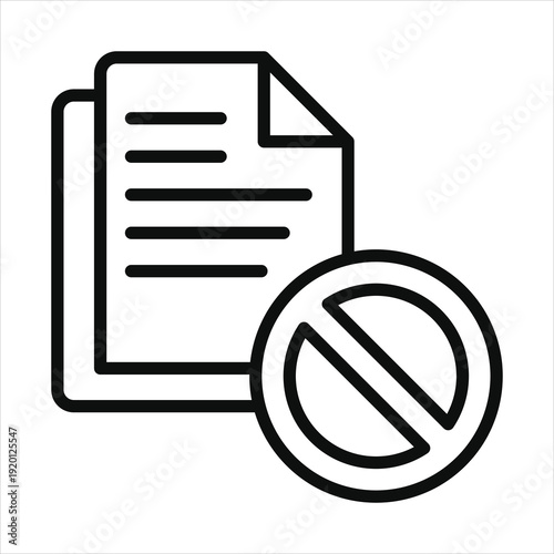 project cancellation icon in outline style vector illustration