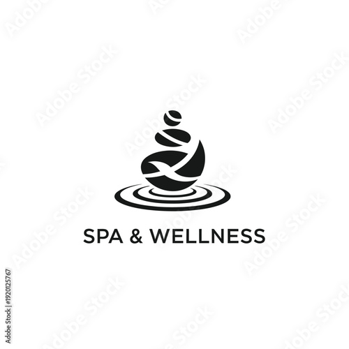 Serene Spa Scene with Stone and Water Illustration