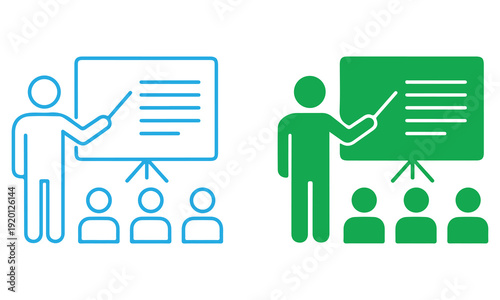 Education and Training Vector Icon Set – Classroom, Teaching, and Learning Silhouettes