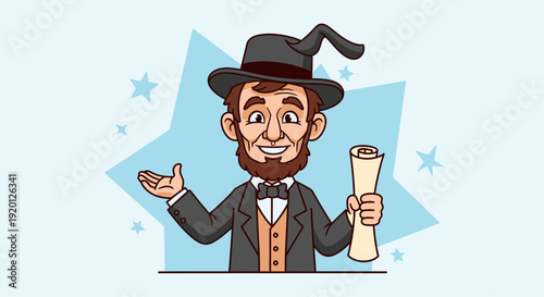 Cartoon Abraham Lincoln in Top Hat.