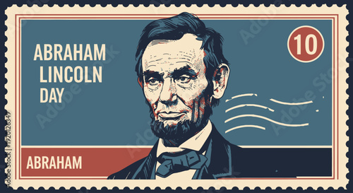 Abraham Lincoln Stamp Illustration Portrait.