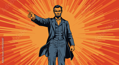 Illustration of Abraham Lincoln in Action Pose.
