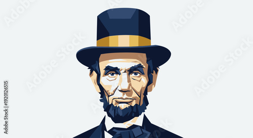 Illustration of Abraham Lincoln wearing hat.