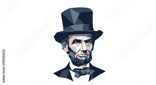 Abraham Lincoln Portrait Top Hat Illustration.