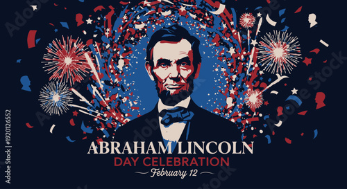 Abraham Lincoln Portrait with Fireworks Celebration.