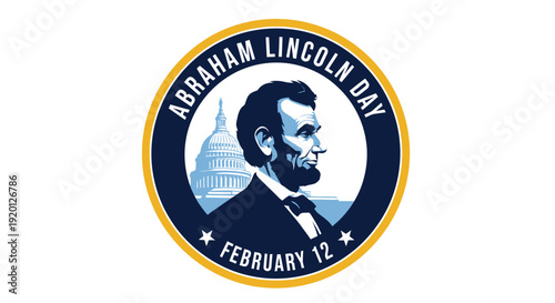 Abraham Lincoln Portrait Badge Icon Illustration.