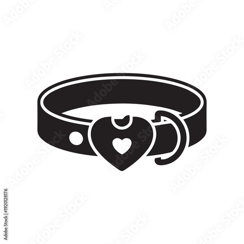 Leather dog collar with heart charm and metal ring