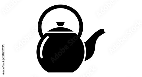 A simple black silhouette of a teapot with a curved handle and spout high quality professional