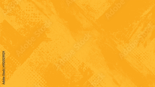 Orange abstract background with distressed texture and halftone patterns