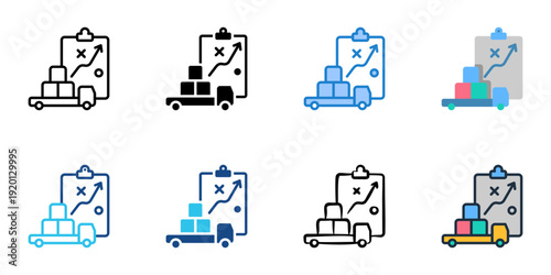 Logistics icons set multiple style collection. Editable stroke 
