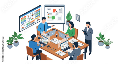 Business Meeting Team Collaboration Strategy Discussion.