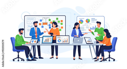 Business Meeting Team Collaboration Strategy Discussion.