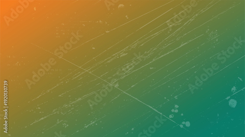 Orange to green gradient with distressed texture and faint digital text overlay abstract background