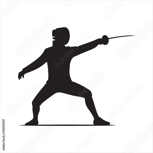 Fencing vector silhouette line art logo design concept illustration
