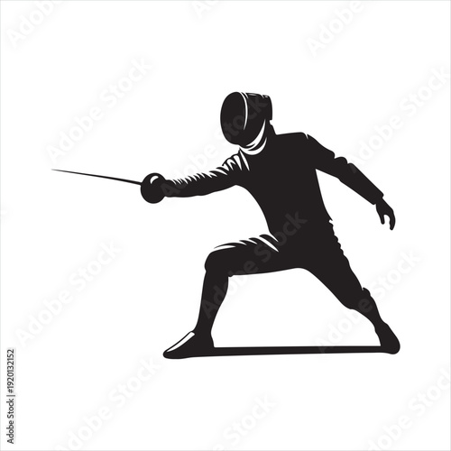 Fencing vector silhouette line art logo design concept illustration