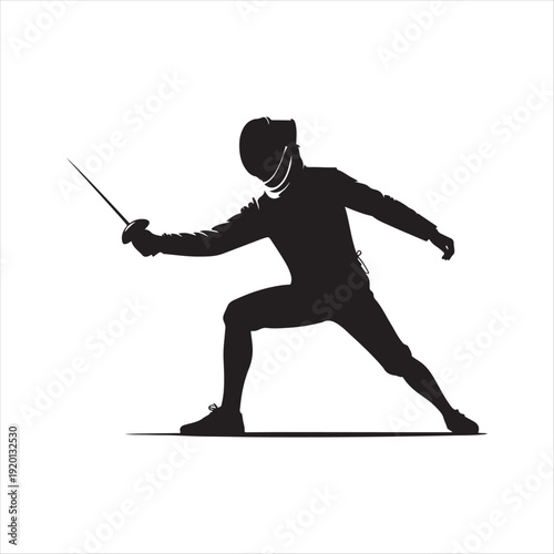 Fencing vector silhouette line art logo design concept illustration