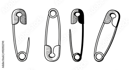 Collection of Four Different Safety Pins - Sewing and Crafting Essentials