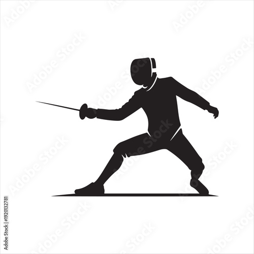Fencing vector silhouette line art logo design concept illustration