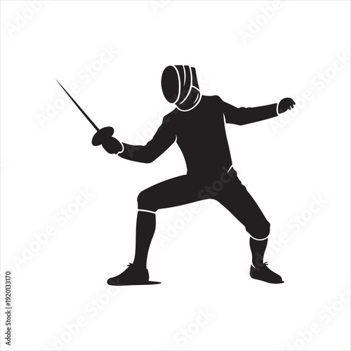 Fencing vector silhouette line art logo design concept illustration