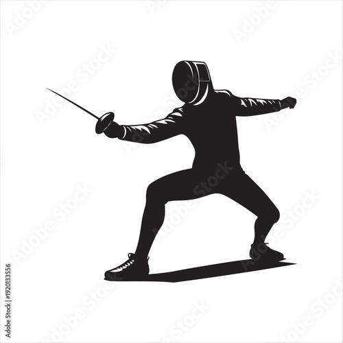 Fencing abstract silhouette line art logo design concept illustration