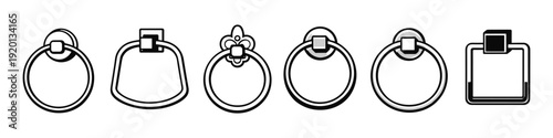 Collection of diverse towel ring and holder designs for bathroom or kitchen decor