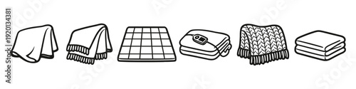 Collection of various blankets and throws, including electric and knitted styles