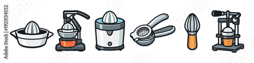 Collection of various juicers and citrus presses for making fresh juice