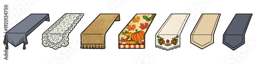 Collection of diverse table runners with various designs and textures for home decor