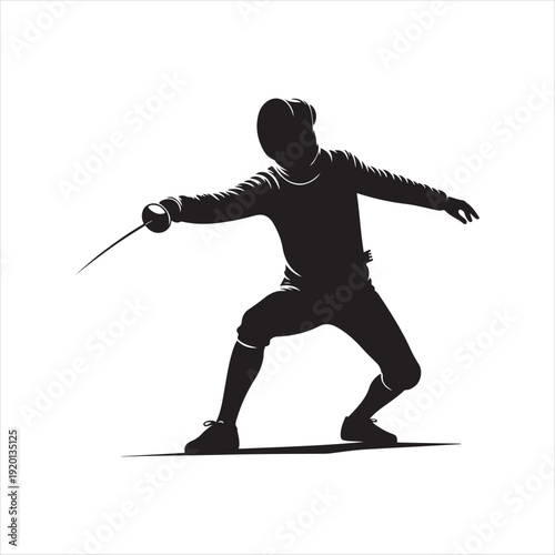 Fencing abstract silhouette line art logo design concept illustration