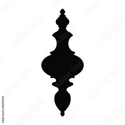 Elegant black silhouette of a decorative finial or ornamental design element