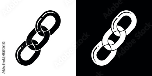 Black and white chain links on split background symbol