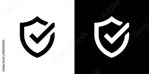 Black and white shield with checkmarks symbol security 1