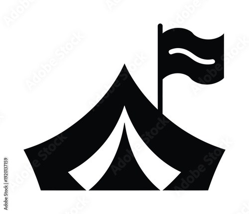 Vector graphic of a tent with a flag