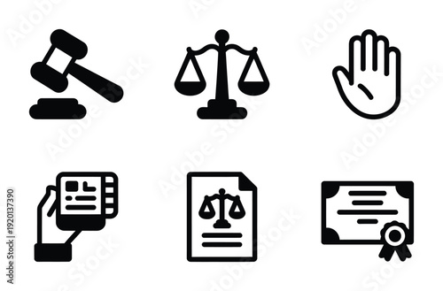Vector featuring icons related to law and justice