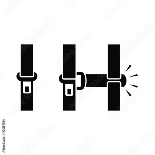 Fotografi Seatbelt buckle illustration showing unbuckled and buckled states